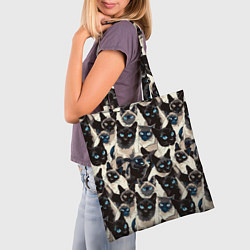 Сумка-шопер Сиамские кошки, цвет: 3D-принт — фото 2