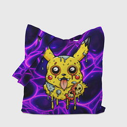 Сумка-шопер Растекшийся Пикачу зомби на неоне, цвет: 3D-принт