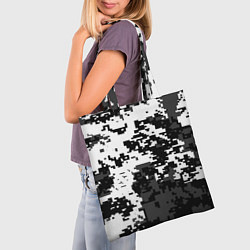 Сумка-шопер Камуфляжные пиксели чёрно белый, цвет: 3D-принт — фото 2