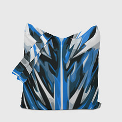 Сумка-шопер Хаотичная сине-белая абстракция на чёрном фоне, цвет: 3D-принт