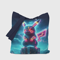 Сумка-шопер Пикадзила на крыше небоскрёба - неоновое свечение:, цвет: 3D-принт