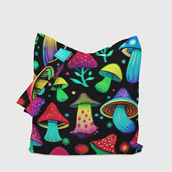 Сумка-шопер Биолюминесцентные кислотные грибы, цвет: 3D-принт