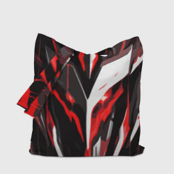 Сумка-шопер Красно-белый абстрактный демонический шлем, цвет: 3D-принт
