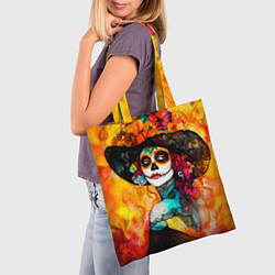 Сумка-шопер Катрина в черной шляпе, цвет: 3D-принт — фото 2