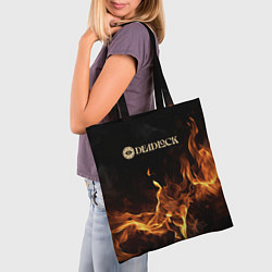 Сумка-шопер Deadlock logo на фоне огня, цвет: 3D-принт — фото 2