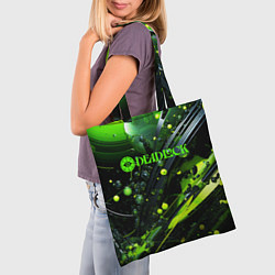 Сумка-шопер Deadlock logo зеленая абстракция, цвет: 3D-принт — фото 2