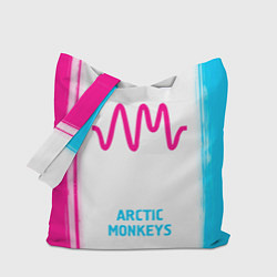 Сумка-шопер Arctic Monkeys neon gradient style по-центру, цвет: 3D-принт