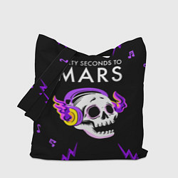 Сумка-шопер Thirty Seconds to Mars неоновый череп, цвет: 3D-принт