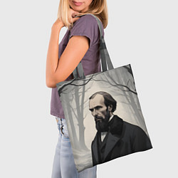 Сумка-шопер Достоевский зимняя аллея, цвет: 3D-принт — фото 2