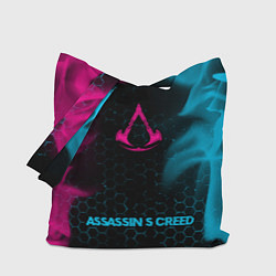 Сумка-шопер Assassins Creed - neon gradient по-центру, цвет: 3D-принт