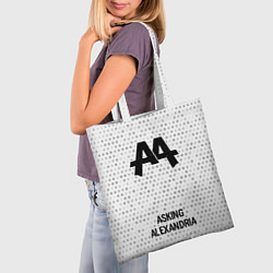 Сумка-шопер Asking Alexandria glitch на светлом фоне по-центру, цвет: 3D-принт — фото 2