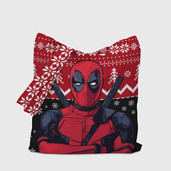 Сумка-шопер Дэдпул новогодний узор, цвет: 3D-принт
