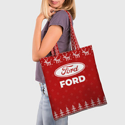 Сумка-шопер Новогодний Ford с оленями, цвет: 3D-принт — фото 2