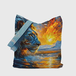 Сумка-шопер Лев и падение метеорита, цвет: 3D-принт