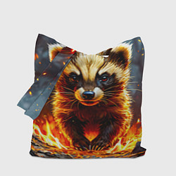 Сумка-шопер Енот в огне, цвет: 3D-принт
