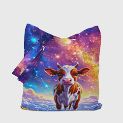 Сумка-шопер Коровка и звездное небо, цвет: 3D-принт