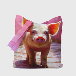 Сумка-шопер Поросенок в розовом, цвет: 3D-принт