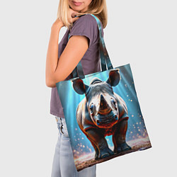 Сумка-шопер Носорог в лучах, цвет: 3D-принт — фото 2