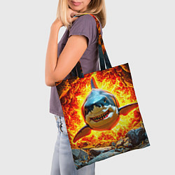 Сумка-шопер Акула в огне, цвет: 3D-принт — фото 2