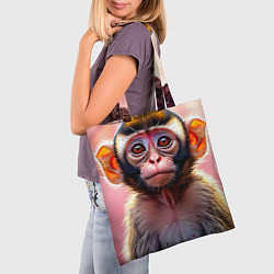 Сумка-шопер Обезьянка в норке, цвет: 3D-принт — фото 2