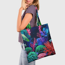 Сумка-шопер Подводный мир с кораллами, цвет: 3D-принт — фото 2