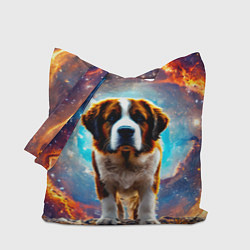 Сумка-шопер Сенбернар в космосе, цвет: 3D-принт