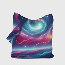 Сумка-шопер Spiral neon galaxy - ai art fantasy, цвет: 3D-принт
