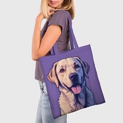 Сумка-шопер Лабрадор на фиолетовом фоне, цвет: 3D-принт — фото 2