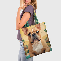 Сумка-шопер Бульдог и пальмы, цвет: 3D-принт — фото 2