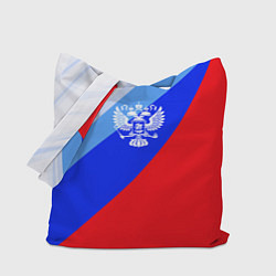 Сумка-шопер Герб России на фоне цветов Российского флага, цвет: 3D-принт