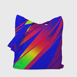 Сумка-шопер Красно-синий с полосами градиент, цвет: 3D-принт
