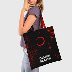 Сумка-шопер Demon Slayer - red gradient по-центру, цвет: 3D-принт — фото 2