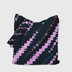 Сумка-шоппер Тёмно-синий с розовым искажённые полосы