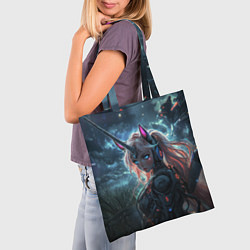 Сумка-шопер Девушка - единорог киберпанк, цвет: 3D-принт — фото 2