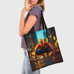 Сумка-шопер Человек паук на старте, цвет: 3D-принт — фото 2