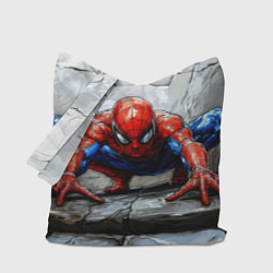 Сумка-шопер Человек-паук палзет на стене, цвет: 3D-принт