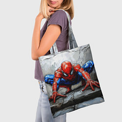 Сумка-шопер Человек-паук палзет на стене, цвет: 3D-принт — фото 2