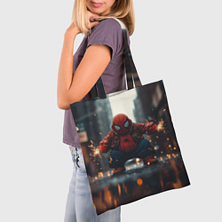 Сумка-шопер Толстый злой человек-паук, цвет: 3D-принт — фото 2