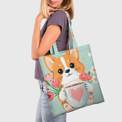 Сумка-шопер Корги с поздравлениями - 8 марта, цвет: 3D-принт — фото 2