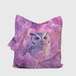 Сумка-шопер Сова в весенних цветах, цвет: 3D-принт