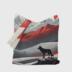 Сумка-шопер Лиса и красные горы, цвет: 3D-принт