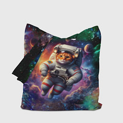 Сумка-шопер Котик бравый космонавт - неон, цвет: 3D-принт