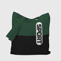 Сумка-шопер Sport чёрно-зелёный с белым, цвет: 3D-принт