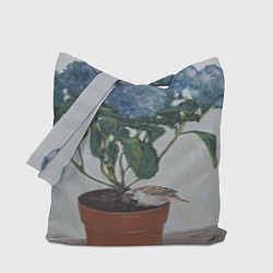Сумка-шопер Спящий воробушек на гортензии, цвет: 3D-принт