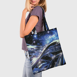 Сумка-шопер Закрученные линии и звезды - космическая абстракци, цвет: 3D-принт — фото 2