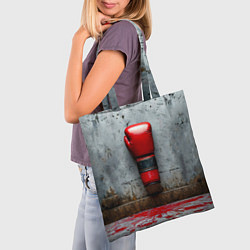 Сумка-шопер Кикбоксеркие перчатки на сером, цвет: 3D-принт — фото 2