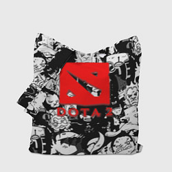 Сумка-шопер Dota черно белые персонажи, цвет: 3D-принт