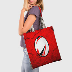 Сумка-шопер Красно-белый мяч для регби, цвет: 3D-принт — фото 2