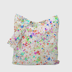 Сумка-шопер Белый с разноцветными брызгами, цвет: 3D-принт