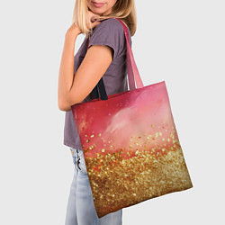 Сумка-шопер Золотая пыльца на розовой текстуре, цвет: 3D-принт — фото 2